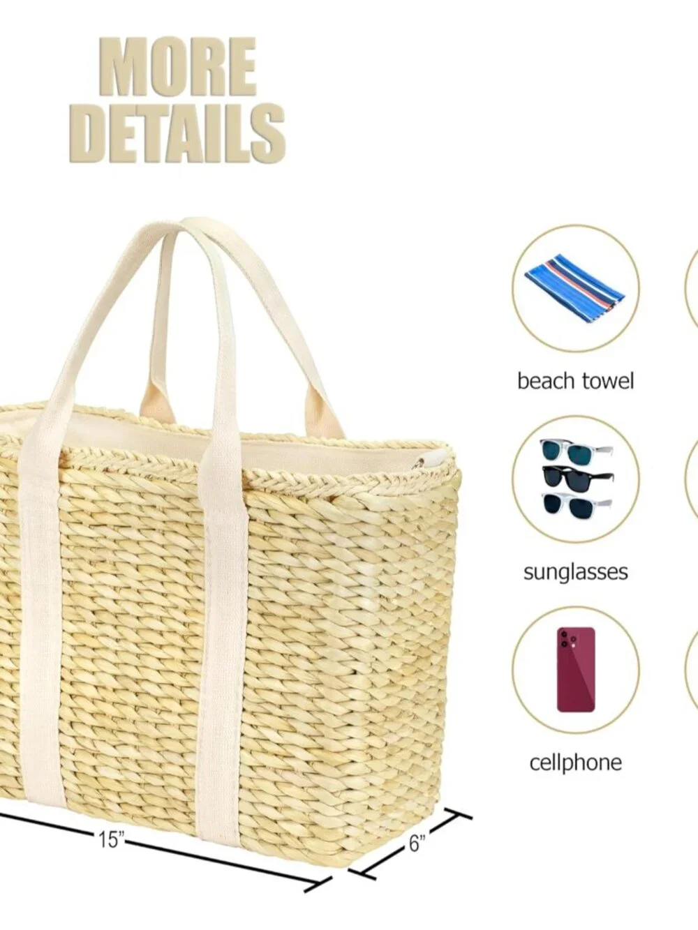 Insulated Beach Cooler Bag, Leak Proof, Premium Quality Corn Husk, Beach Bag, Po - Picture 6 of 8